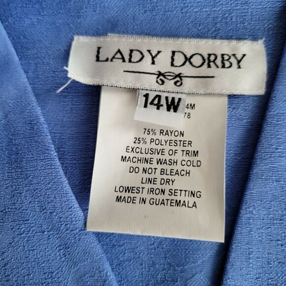 Vintage Sz 14W Lady Dorby Blouse Button Front Mature Modest Church Shoulder Pads - Picture 6 of 11